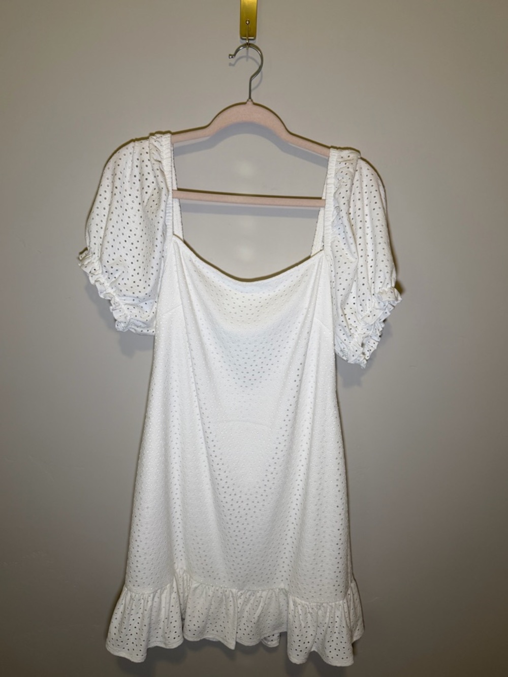 Speechless White Eyelet Puff Sleeve Mini Dress